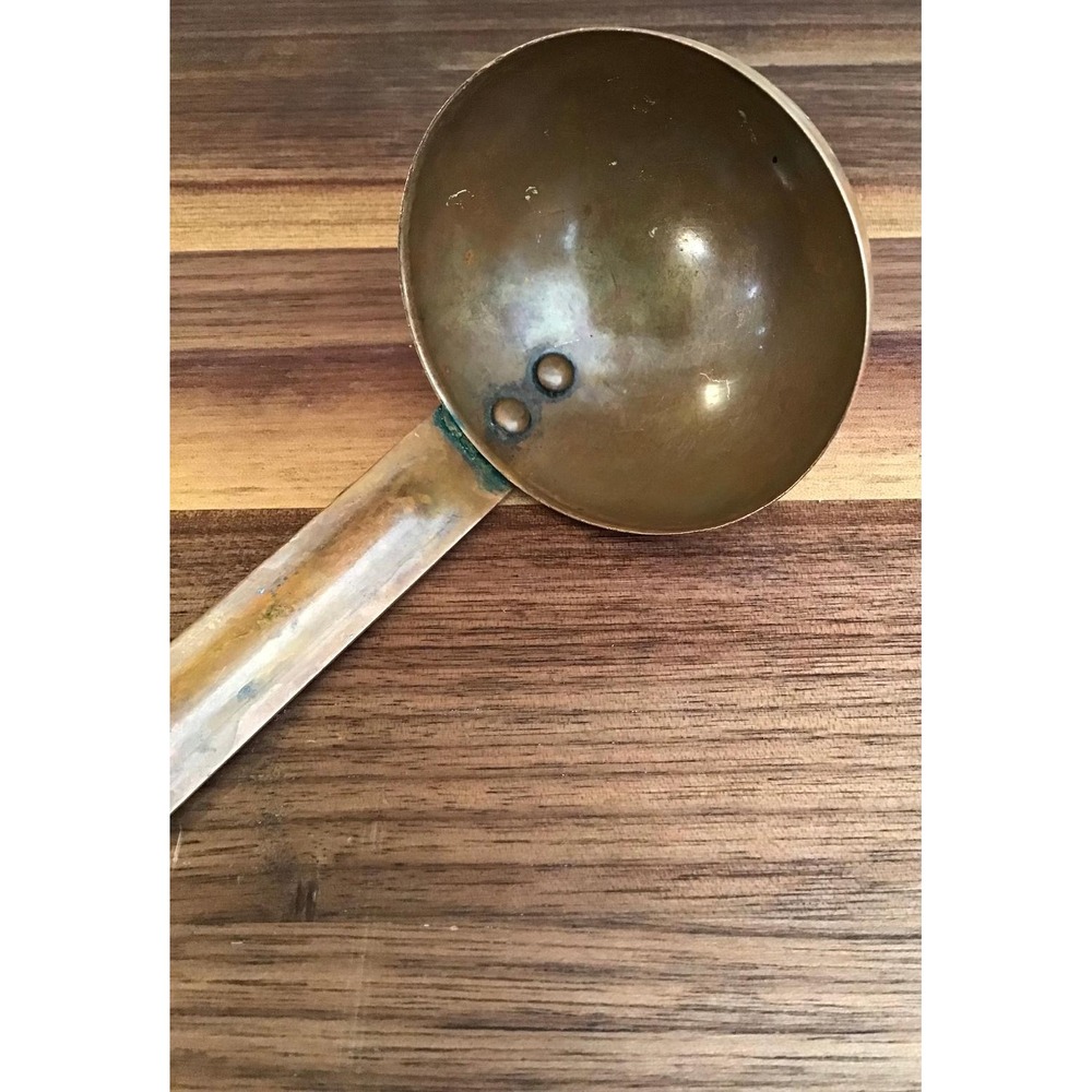 Vintage Handmade Copper Ladle 9" Primitive Rustic Kitchen Patina Cottagecore